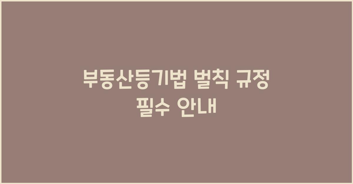 부동산등기법 벌칙 규정 필수 안내