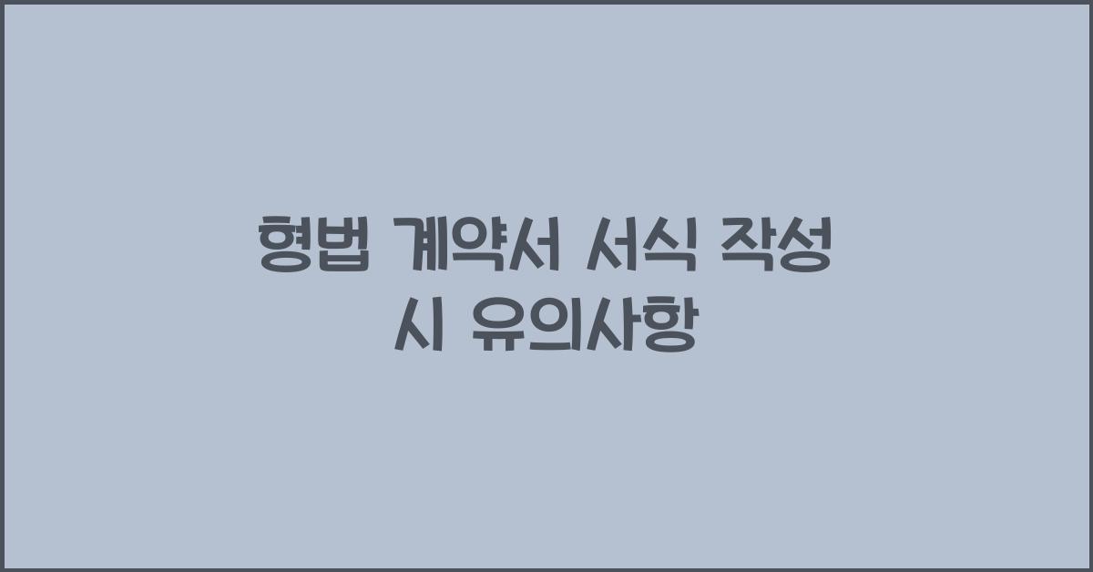 형법 계약서 서식 작성 시 유의사항