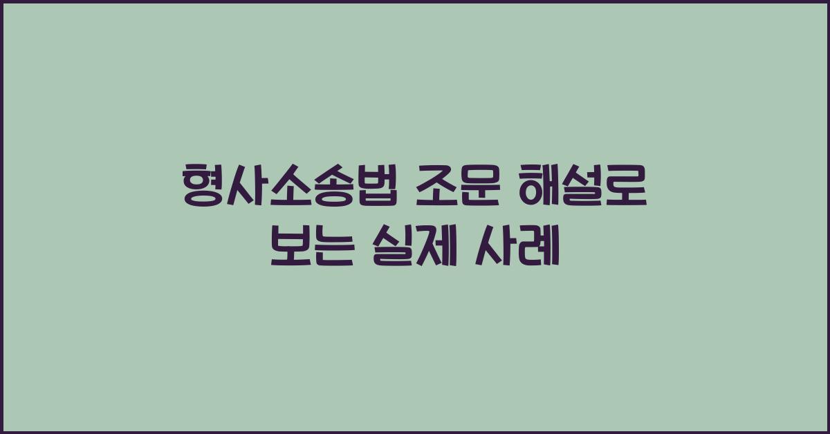 형사소송법 조문 해설로 보는 실제 사례